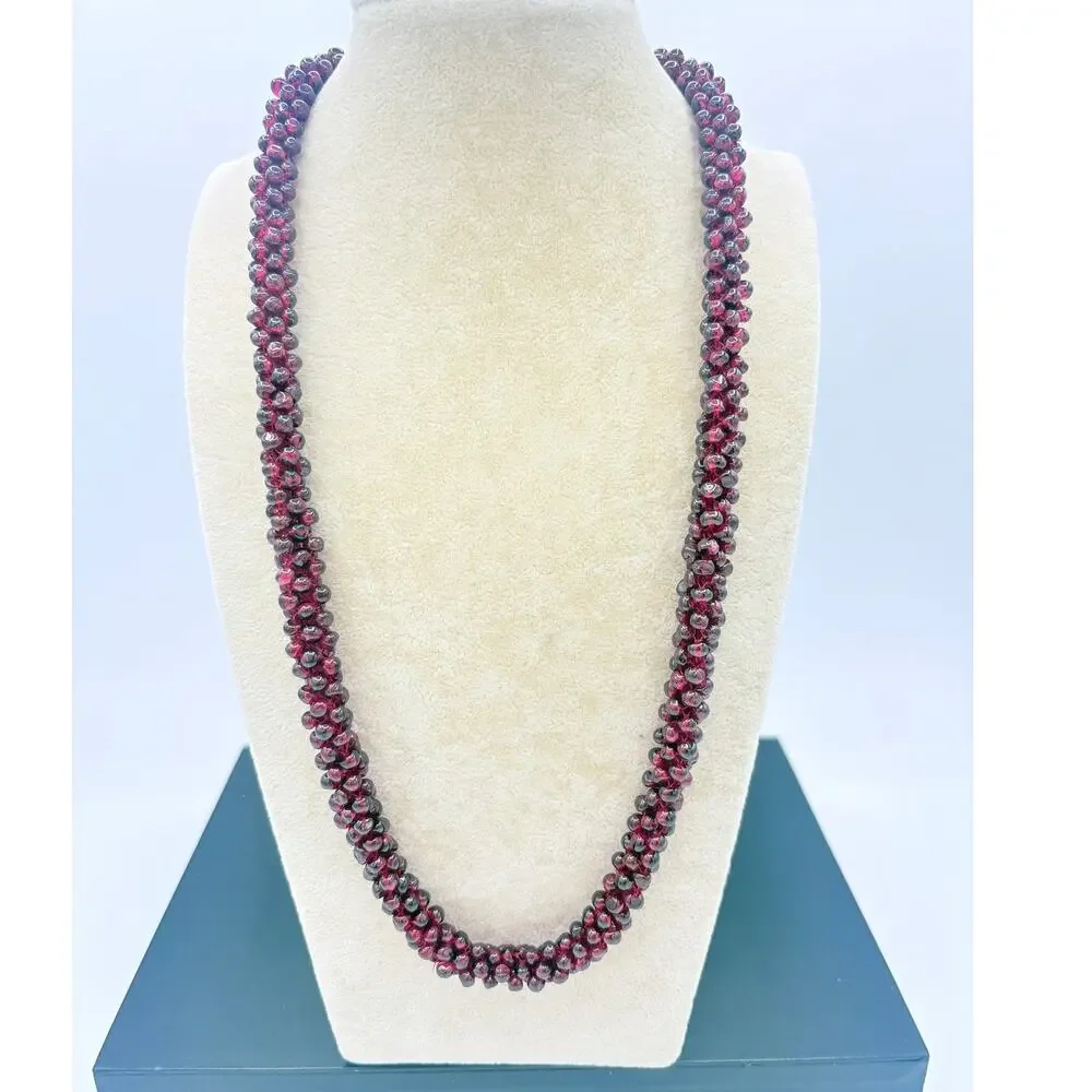 Almandine Garnet Spiral Rope Necklace • 25